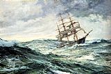 A Ship In Stormy Seas by Montague Dawson